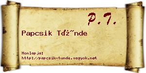 Papcsik Tünde névjegykártya